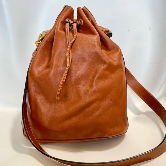Brown Leather Drawstring Bag - Picture 1 of 13